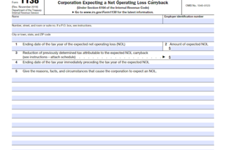 Form 1138: Extension of Time For Payment of Taxes By a Corporation Expecting a Net Operating Loss Carryback