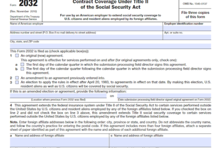 Form 2032: Contract Coverage Under Title II of the Social Security Act