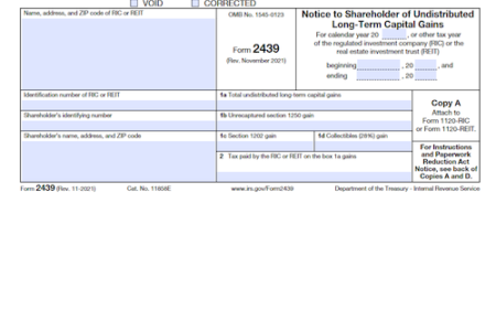 Form 2439: Notice to Shareholder of Undistributed Long-Term Capital Gains