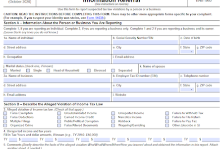 Form 3949-A: Information Referral