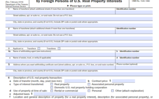 Form 8288-B: Application for Withholding Certificate for Dispositions by Foreign Persons of U.S. Real Property Interests