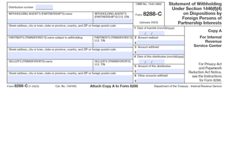 Form 8288-C: Statement of Withholding Under Section 1446(f)(4) on Dispositions by Foreign Persons of Partnership Interests