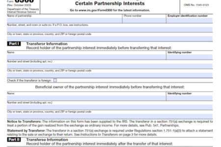 Form 8308: Report of a Sale or Exchange of Certain Partnership Interests