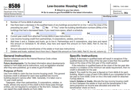 Form 8586: Low-Income Housing Credit