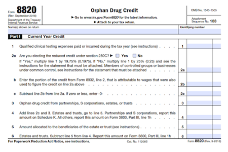 Form 8820: Orphan Drug Credit