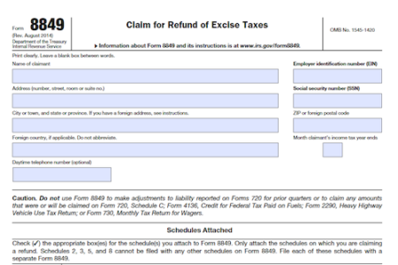 Form 8849: Claim for Refund of Excise Taxes