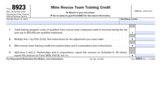 Form 8923: Mine Rescue Team Training Credit