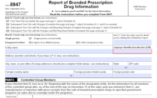 Form 8947: Report of Branded Prescription Drug Information