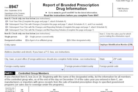 Form 8947: Report of Branded Prescription Drug Information