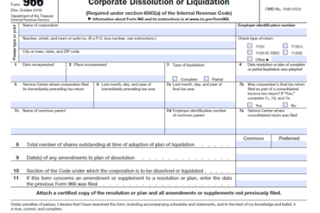 Form 966: Corporate Dissolution or Liquidation