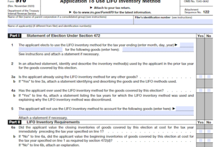 Form 970: Application to Use LIFO Inventory Method