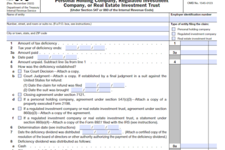 Form 976: Claim for Deficiency Dividends Deductions by a Personal Holding Company, Regulated Investment Company, or Real Estate Investment Trust