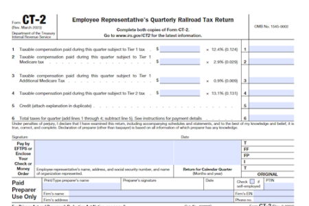 Form CT-2: Employee Representative's Quarterly Railroad Tax Return