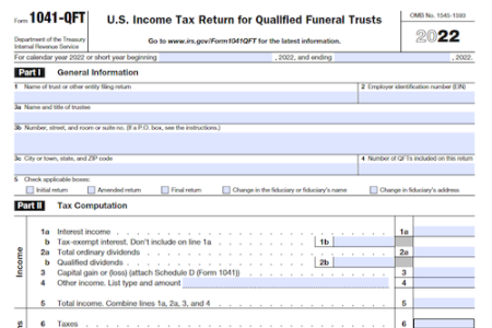 Form 1041-QFT: U.S. Income Tax Return for Qualified Funeral Trusts