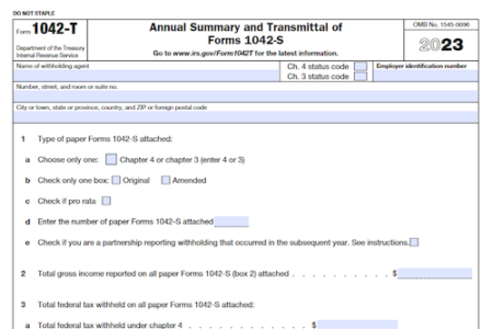 Form 1042-T: Annual Summary and Transmittal of Forms 1042-S