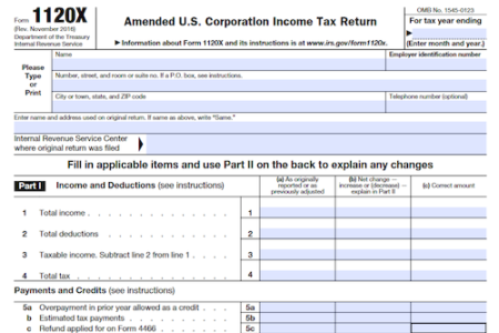 Form 1120-X: Amended U.S. Corporation Income Tax Return