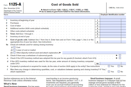 Form 1125-A: Cost of Goods Sold