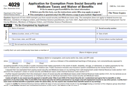 Form 4029: Application for Exemption From Social Security and Medicare Taxes and Waiver of Benefits