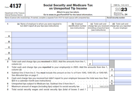 Form 4137: Social Security and Medicare Tax On Unreported Tip Income