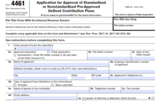 Form 4461: Application for Approval of Standardized or Nonstandardized Pre-Approved Defined Contribution Plans