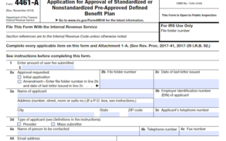 Form 4461-A: Application for Approval of Standardized or Nonstandardized Pre-Approved Defined Benefit Plan