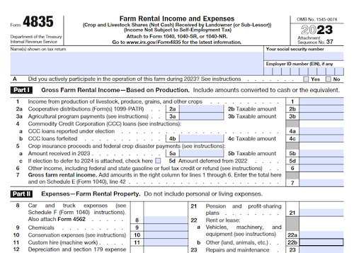 Form 4835: Farm Rental Income and Expenses