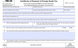 Form 706-CE: Certification of Payment of Foreign Death Tax