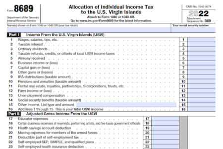 Form 8689: Allocation of Individual Income Tax to the U.S. Virgin Islands