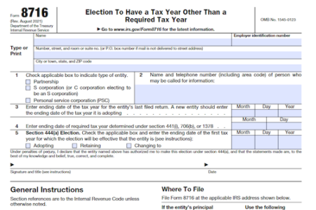 Form 8716: Election to Have a Tax Year Other Than a Required Tax Year