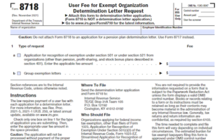 Form 8718: User Fee for Exempt Organization Determination Letter Request