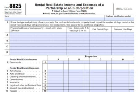 Form 8825: Rental Real Estate Income and Expenses of a Partnership or an S Corporation