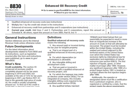 Form 8830: Enhanced Oil Recovery Credit