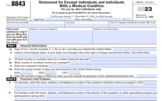 Form 8843: Statement for Exempt Individuals and Individuals with a Medical Condition