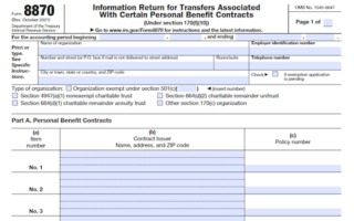 Form 8870: Information Return for Transfers Associated With Certain Personal Benefit Contracts