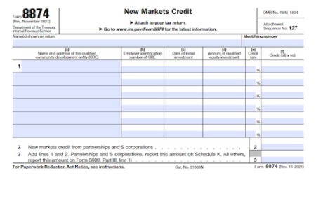 Form 8874: New Markets Credit