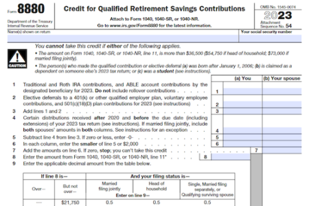 Form 8880: Credit for Qualified Retirement Savings Contributions