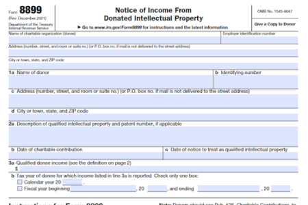 Form 8899: Notification of Income from Donated Intellectual Property