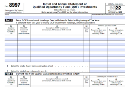 Form 8997: Initial and Annual Statement of Qualified Opportunity Fund (QOF) Investments