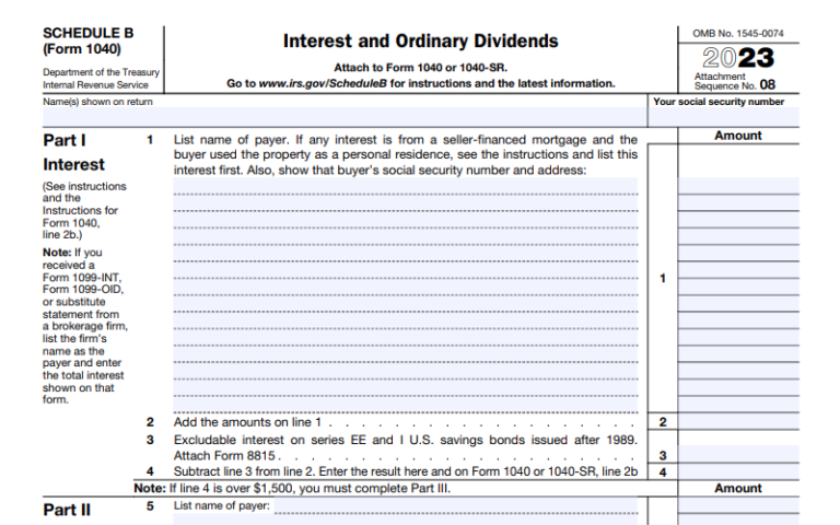 What is Schedule B for IRS? Interest and Dividend Income