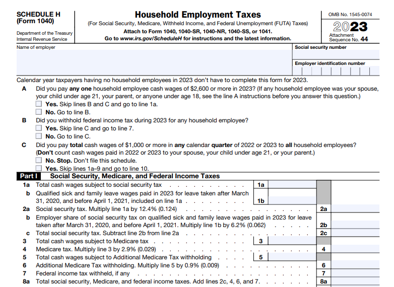 What is Schedule H: Household Employment Tax