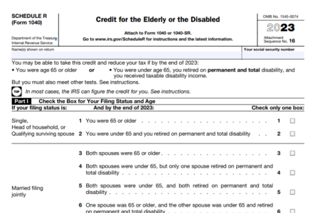 What is Schedule R? IRS Tax Credits for the Elderly and Disabled
